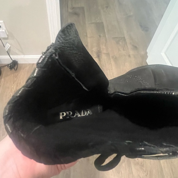 Prada Black Pointed Toe Leather Booties | Size 36.5 / 6.5 - Picture 6 of 6